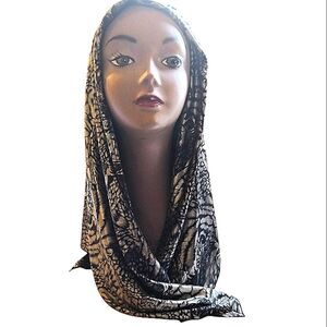Black And Silver Metallic Floral Print Fashion Scarf 35x35